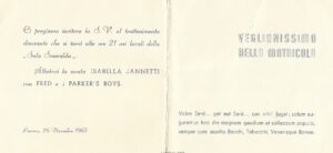 Lucera - Festa della Matricola - Invito per il Veglionissimo del 1965 - Foto di Vincenzo Di Siena