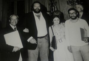 Lucera - Balsamo Otello (a sx ) con Bud Spencer durante la lavorazione del film "Il Soldato di Ventura" nel 1976