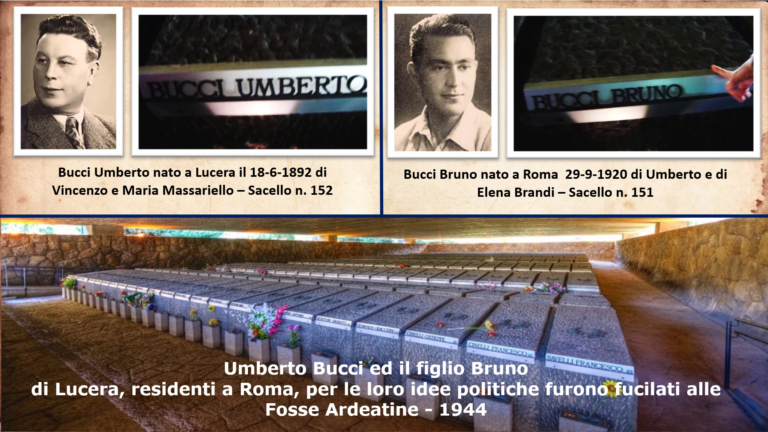 Lucera - Bucci, padre e figlio, vittime delle Fosse Ardeatine