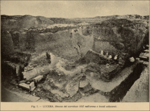 Lucera - 1934 - Anfiteatro romano - Dal libro ' Anfiteatro e Gladiatori in Lucera' di Renato Bartoccini