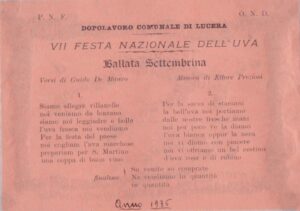Lucera - All'ultimo giorno di settembre una volta si faceva la FESTA DELL'UVA ecco una prima composizione di mio padre - Foto di Lello Preziuso