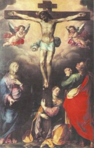 Lucera - Basilica Cattedrale anni 80 - Dal libro di Gaetano Schiraldi - Il Duomo di Lucera - 700 anni di storia - Crocifissione - Ippolito Borghese sec. XVII
