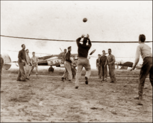 Lucera - Volleyball game on the line with Sid Vernon j. ,V Thomas,Charlie Temple, Harry Hicks, Wliie Johnson and combat Crews