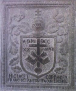 Lucera - Chiesa di S. Francesco - Lapide dell'antico sepolcro del Padre Maestro