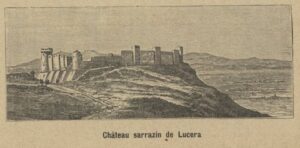 Lucera - Fortezza svevo-angioina 1894 - Da Lucera et les colonies provençales de la Capitanate (Pouilles) di Luigi Zuccaro, Foggia - Foto di Tom Palermo.