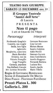 Lucera - Gruppo Teatrale Amici dell'Arte 1969 - 'Non ti pago'