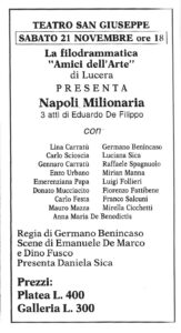 Lucera - Gruppo Teatrale Amici dell'Arte 1970 - 'Napoli milionaria'