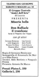 Lucera - Gruppo Teatrale Amici dell'Arte 1971 - 'Miseria bella' e 'Don Raffaele il trombone'
