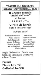 Lucera - Gruppo Teatrale Amici dell'Arte 1971 - 'Virata di bordo' - Locandina