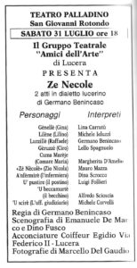 Lucera - Gruppo Teatrale Amici dell'Arte 1975 - 'Ze Necole' - Locandina