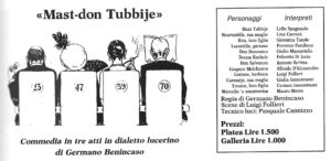 Lucera - Gruppo Teatrale Amici dell'Arte 1977 - 'mast don Tubbije' - Locandina