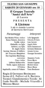 Lucera - Gruppo Teatrale Amici dell'Arte 1978 - 'A licenze' - Locandina