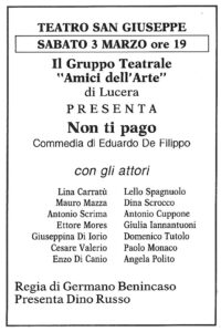 Lucera - Gruppo Teatrale Amici dell'Arte 1978 - 'Non ti pago' - Locandina