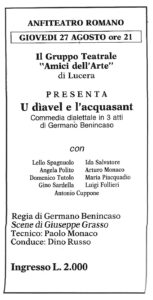 Lucera - Gruppo Teatrale Amici dell'Arte 1987 - 'U diavel e l'acqasant' - Locandina
