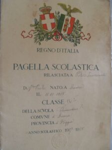 Lucera - Scuola Comunale S. Caterina 1927-1928 il frontespizio della pagella scolastica di mia madre - Foto di Paolo e Rosaria Bonghi