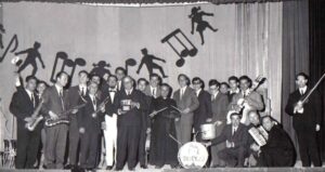 Lucera - Opera S. Giuseppe 1967 - Festival dei bambini -E. De Marco, M. Fattibene, Pellegrino, Sabino Preziuso, padre M. Palmieri, F. Salcuni, Fiorenzo Fattibene, Mario il batterista, Susanna, padre V. De Rosa,Begalli