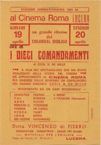 Lucera - Cinema Roma - Volantino pubblicitario ideato da Romano Di Pierro - Foto di Walter di Pierro