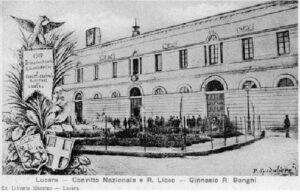 Lucera - Convitto Nazionale Ruggero Bonghi primi 900 - Disegno firmato da Federico Spedaliere