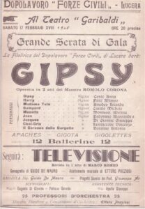 Lucera - Teatro Garibaldi - Locandina per Gipsy a Lucera 1940