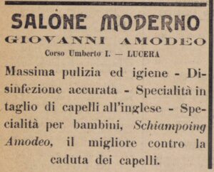 Lucera - Amodeo Giovanni - Salone da barba 1921 - Foto di Tom Palermo