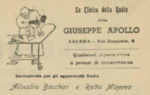 Lucera - Apollo Giuseppe - Vendita e riparazione radio in via Zuppetta 6 - Dal giornale il Saraceno 1950 - Foto di Antonio Iliceto