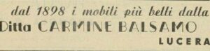 Lucera - Balsamo Carmine - Mobilificio - Dal giornale il Saraceno 1950 - Foto di Antonio Iliceto