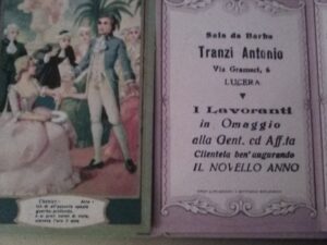 Lucera - Tranzi Antonio - Sala da Barba in Via Gramsci - Calendarietto pubblicitario anni 50