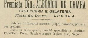 Lucera - De Chiara Alberico - Bar pasticceria in piazza Duomo - Dal giornale IL SARACENO 1911 - Foto di Antonio Iliceto