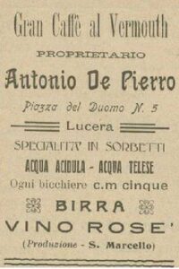 Lucera - De Pierro Antonio - Cafetteria - Dal Saraceno del 22 06 1911 - Foto di Antonio Iliceto