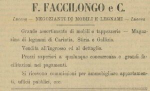 Lucera - Faccilongo F. & Figlio - Mobilificio - Dal giornale L' Indipendente 1890 - Foto di Antonio Iliceto