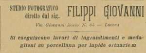 Lucera - Filippi Giovanni - Studio fotografico - Dal giornale il Saraceno 1925 - Foto di Antonio Iliceto