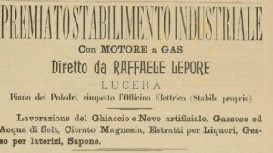 Lucera - Lepore Raffaele - Stabilimento industriale - Dal giornale LA PAGINA DELLA DOMENICA 1907 - Foto di Antonio Iliceto