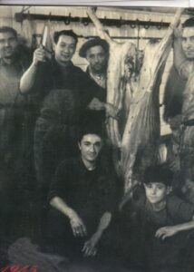 Lucera - Macello comunale 1945 - Da sx Mario Di Virgilio, Raffaele Zaza, Teodoro Protano, Paolo Velle, Antonio Di Virgilio, Emanuele Rotano