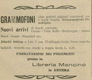 Lucera - Mancino - Libreria - Dal giornale IL FRIZZO 1911 - Foto di Antonio Iliceto