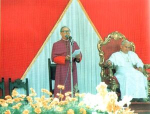 Lucera - Visita di S Santità Giovanni Paolo II 1987 - Mons. Raffaele Castielli, vescovo della diocesi Lucera-Troia - Foto DI Francesco Elio Cetola
