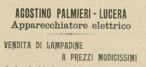 Lucera - Palmieri Agostino - Negozio di illuminazione - Dal giornale IL SARACENO 1911 - Foto di Antonio Iliceto