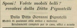 Lucera - Pignatelli Giovanni - Mobilificio - Il giornale 'IL SARACENO' 1951
