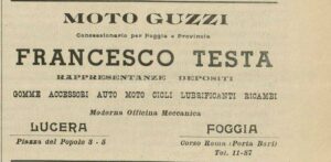 Lucera - Testa Francesco - Concessionario auto e moto - Dal giornale 'IL SARACENO' 1951