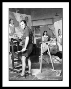 Cavalli Emanuele - Giuseppe Capogrossi al lavoro. La persona ritratta nel quadro sul cavalletto è Franca Muller - Anticoli Corrado 1941