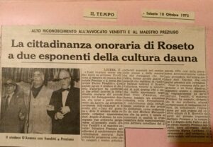 Preziuso Salvatore - Conferimento della cittadinanza onoraria di Roseto 1975