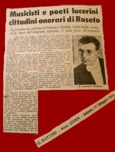 Preziuso Salvatore - Conferimento della cittadinanza onoraria di Roseto 1975