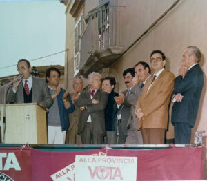 Lucera - Comizio del P.S.I. - Ritucci, Paolucci, Scepi, Rossi, Canto, Mastrodomenico, Ornato, Pepe - Foto di Geremia del Grosso